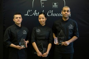 Wilfredo Barajas, Helen Hong and Anthony Vellut. Finalists L'art du chocolatier